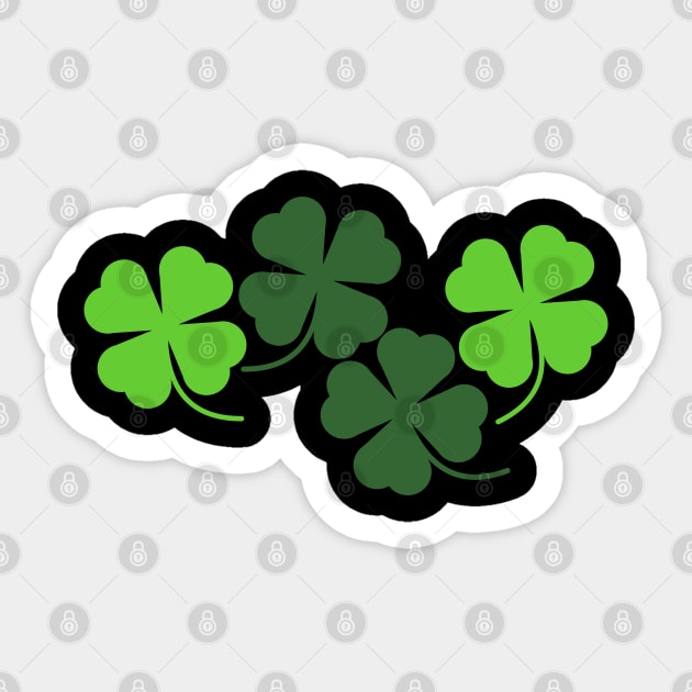 Four Leaf Clover Lucky Shamrocks in Black Sticker by Kelly Gigi